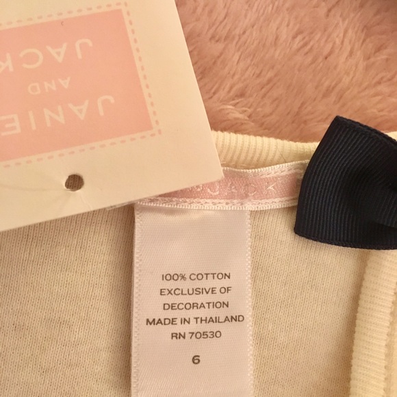 Janie and Jack cream color tank with blue bows - Picture 2 of 4
